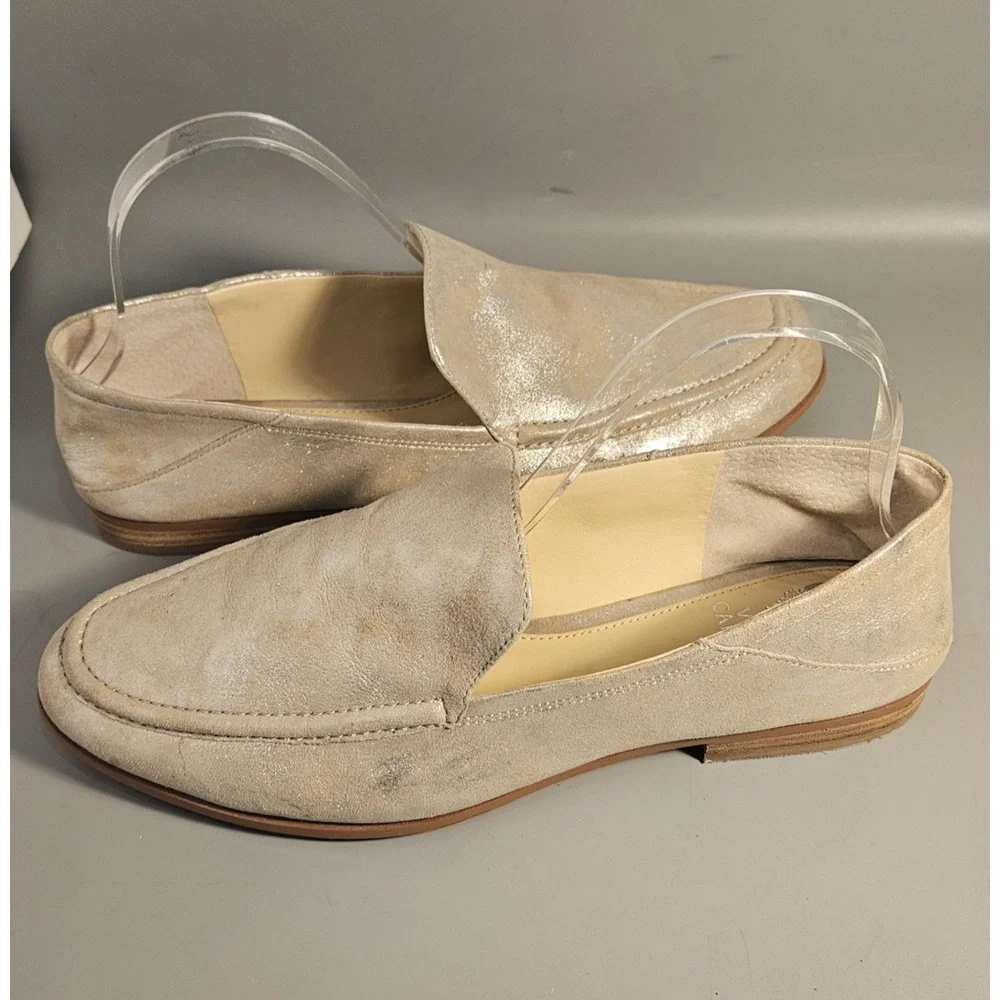 Vince Camuto “Jendeyaz” Shimmering Gold Leather Women's Loafers 10B Comfort
